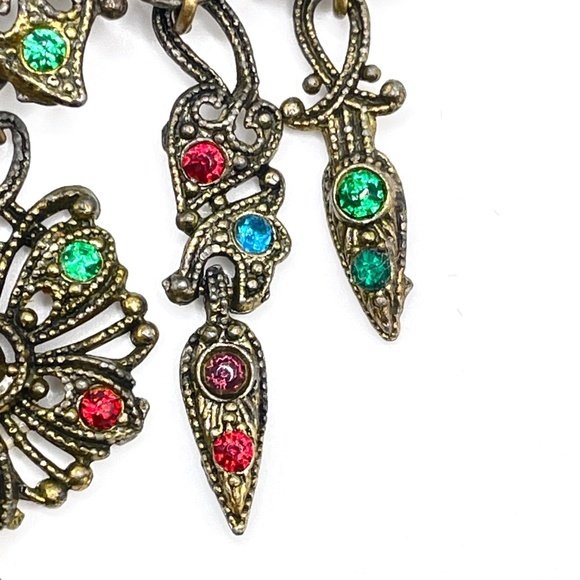 Vintage Czech? Filigree Multi Color Crystal Pin Brooch - Picture 4 of 14